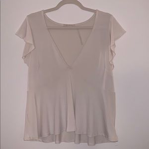 🌻White Deep V Blouse